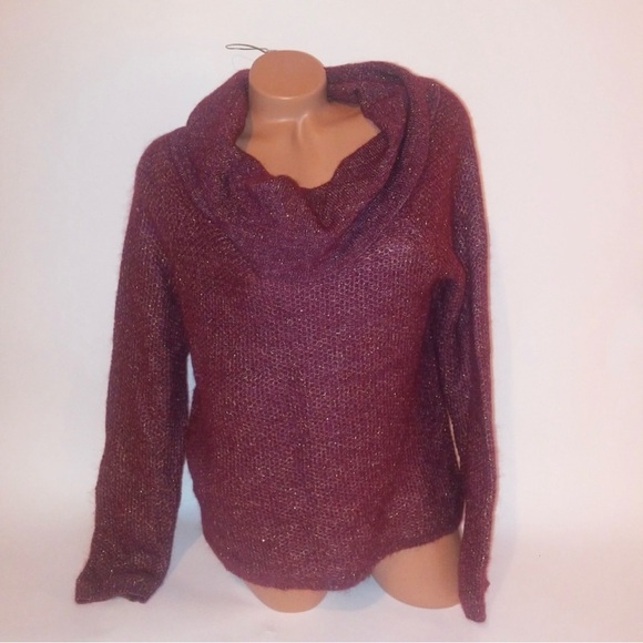 Moda International Mohair Cowl Neck Sweater Sml Burgundy Gold Victoria’s Secret - Picture 5 of 12
